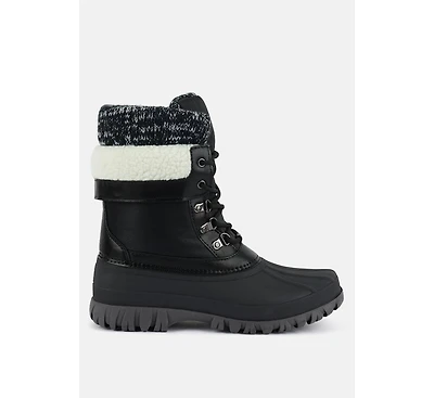 Delphine knitted collar lace up boots