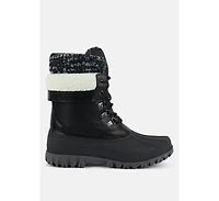 Delphine knitted collar lace up boots