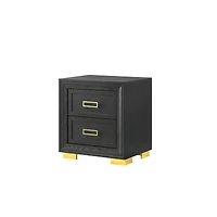 Simplie Fun Modern Glam 2-Drawer Nightstand Black Gold