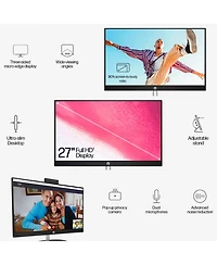 Hp Essential 27-cr0000t All-in-One, 27" Fhd 1920 1080 Non-touch 60Hz, Intel Core i7-1355U, Intel Uhd Graphics, 8GB DDR4 Sodimm Ram, 512GB PCIe M.2 Ssd