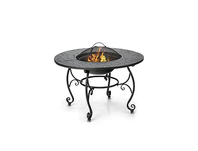 35.5 Feet Patio Fire Pit Dining Table With Cooking Bbq Grate