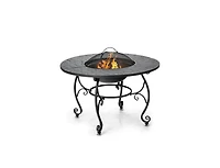 35.5 Feet Patio Fire Pit Dining Table With Cooking Bbq Grate