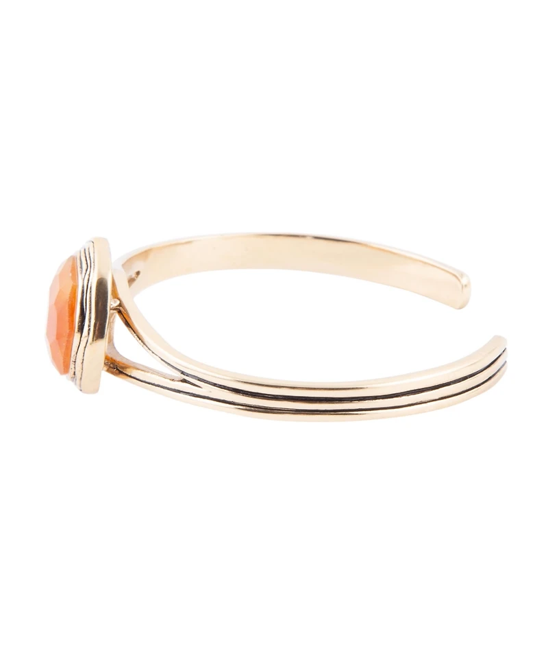 Barse River Rocks Genuine Orange Quartz Abstract Cuff Bracelet