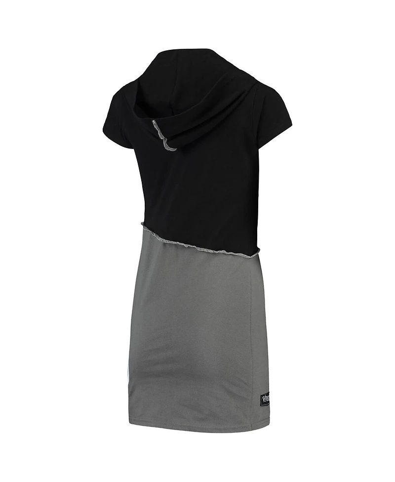 Women's Refried Apparel Black, Gray New York Jets Hooded Mini Dress