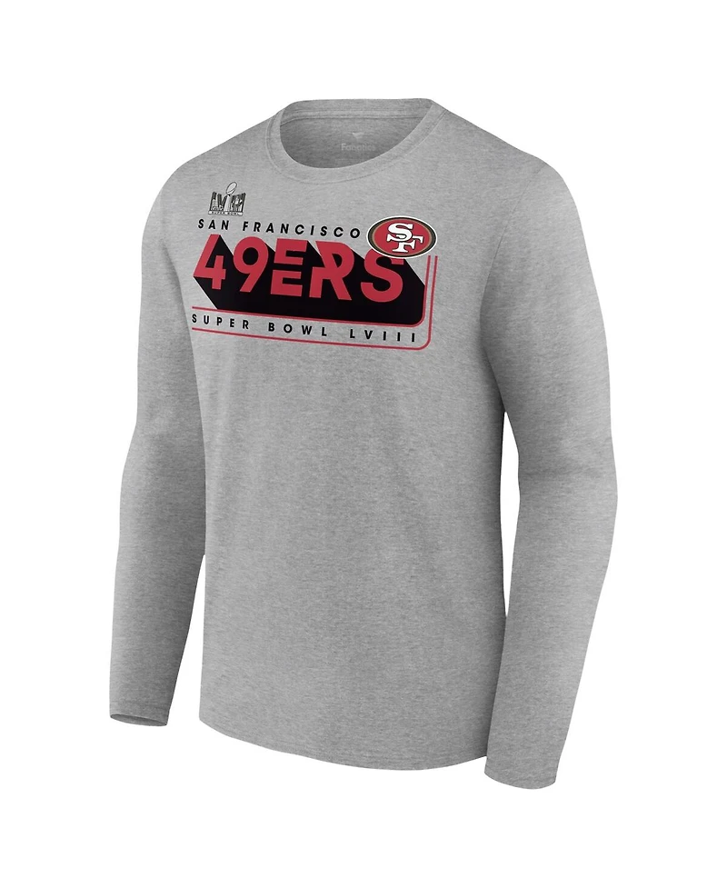 Men's Fanatics Heather Gray San Francisco 49ers Super Bowl Lviii Two-Side Roster Big and Tall Long Sleeve T-shirt