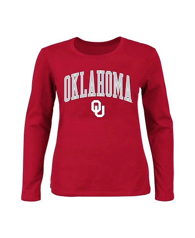 Women's Profile Crimson Oklahoma Sooners Plus Arch Over Logo Scoop Neck Long Sleeve T-shirt