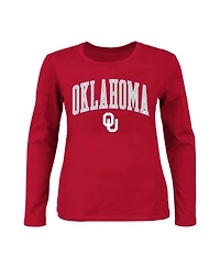 Women's Profile Crimson Oklahoma Sooners Plus Arch Over Logo Scoop Neck Long Sleeve T-shirt