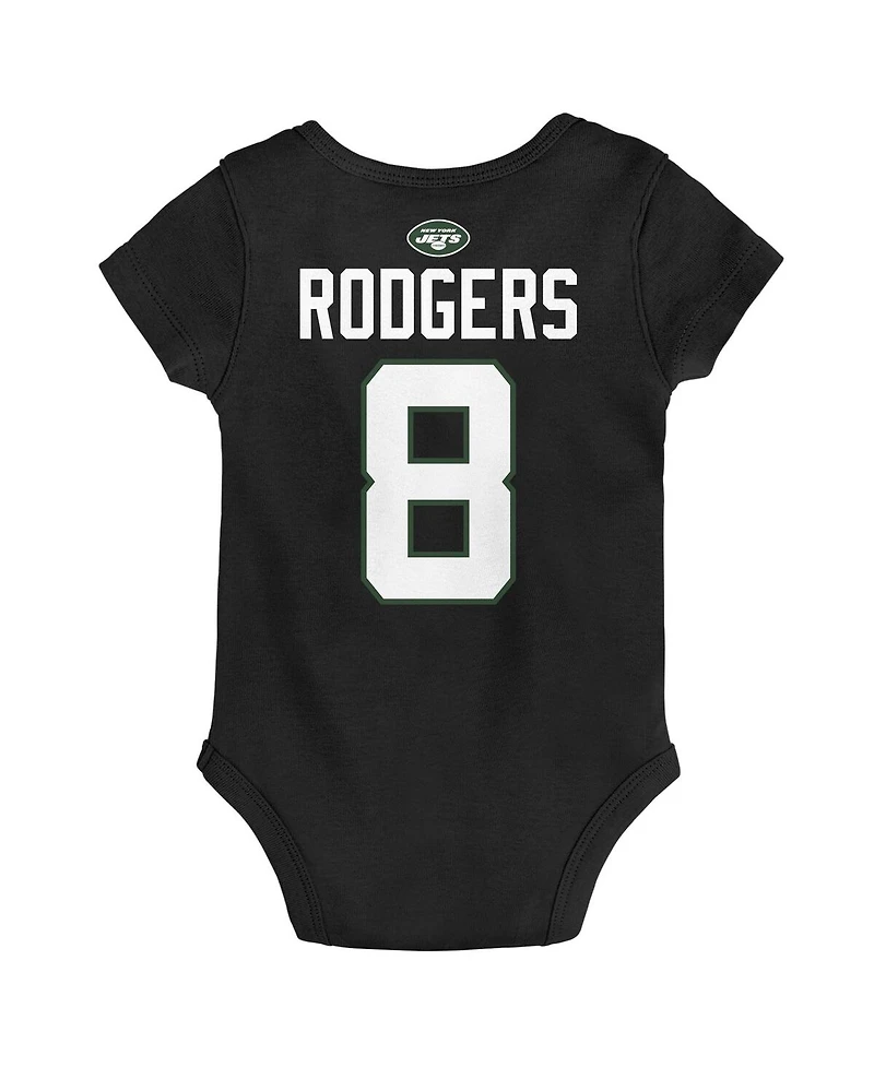 Baby Boys and Girls Aaron Rodgers Black New York Jets Mainliner Player Name Number Bodysuit