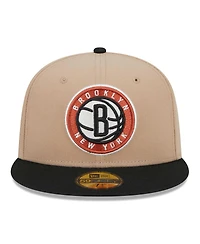 Men's New Era Tan, Black Burnt Orange Logo 2-Tone 59FIFTY Fitted Hat
