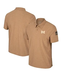 Men's Colosseum Khaki Michigan Wolverines Oht Military-Inspired Appreciation Cloud Jersey Desert Polo Shirt