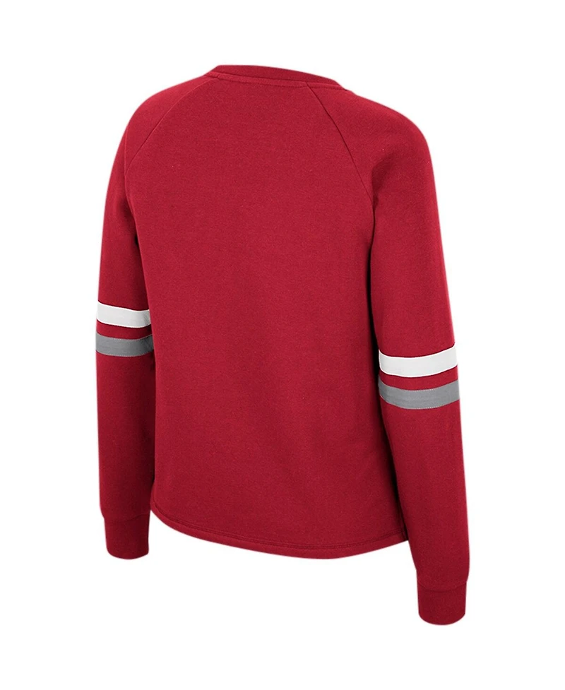 Women's Colosseum Crimson Oklahoma Sooners Talent Competition Raglan Pullover Sweatshirt