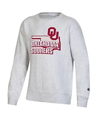 Big Boys Champion Heather Gray Oklahoma Sooners Reverse Weave Pullover Sweatshirt