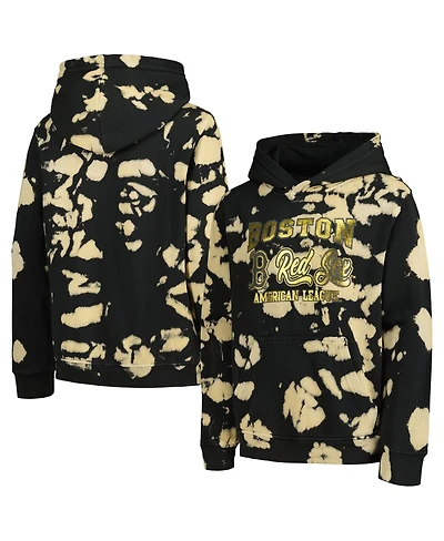 Big Boys Black Distressed Boston Red Sox Heart of Gold Pullover Hoodie