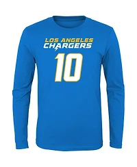 Big Boys and Girls Justin Herbert Powder Blue Los Angeles Chargers Mainliner Player Name Number Long Sleeve T-shirt