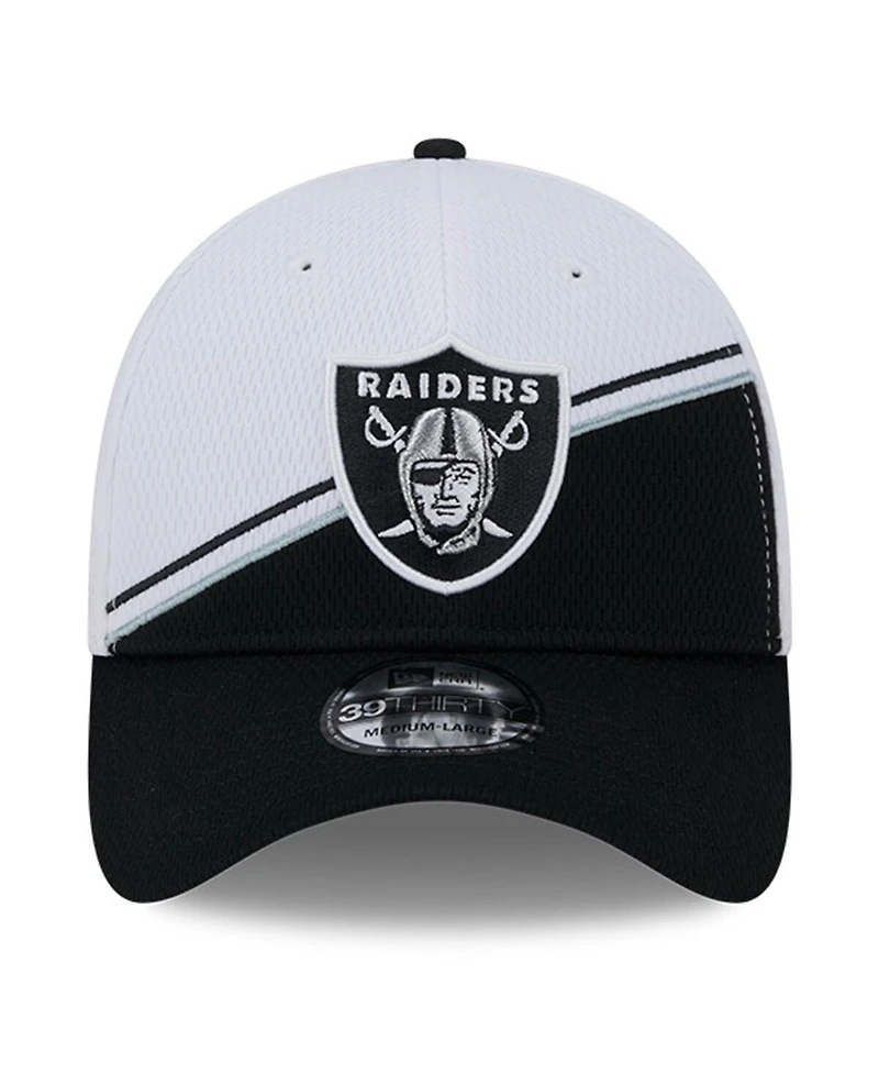 Men's New Era White, Black Las Vegas Raiders 2023 Sideline 39THIRTY Flex Hat