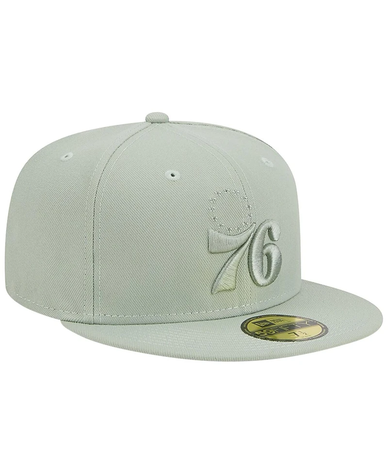 Men's New Era Light Green Philadelphia 76ers Sage Color Pack 59FIFTY Fitted Hat