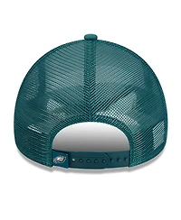Men's New Era White, Midnight Green Philadelphia Eagles Stacked A-Frame Trucker 9FORTY Adjustable Hat
