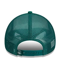 Men's New Era White, Green New York Jets Stacked A-Frame Trucker 9FORTY Adjustable Hat