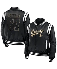 Women's Wear by Erin Andrews Black New Orleans Saints Bomber Full-Zip Jacket