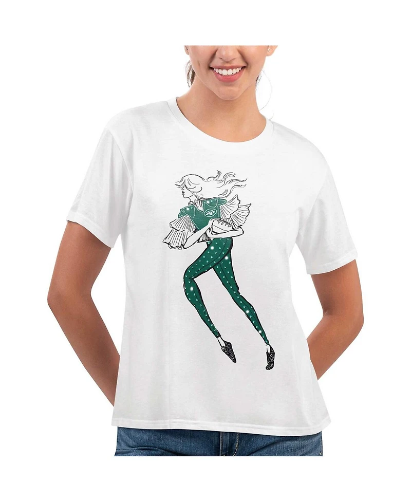 Women's G-iii 4Her by Carl Banks White New York Jets Play The Ball T-shirt