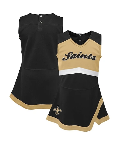Baby Girls Black New Orleans Saints Cheer Captain Jumper Dress