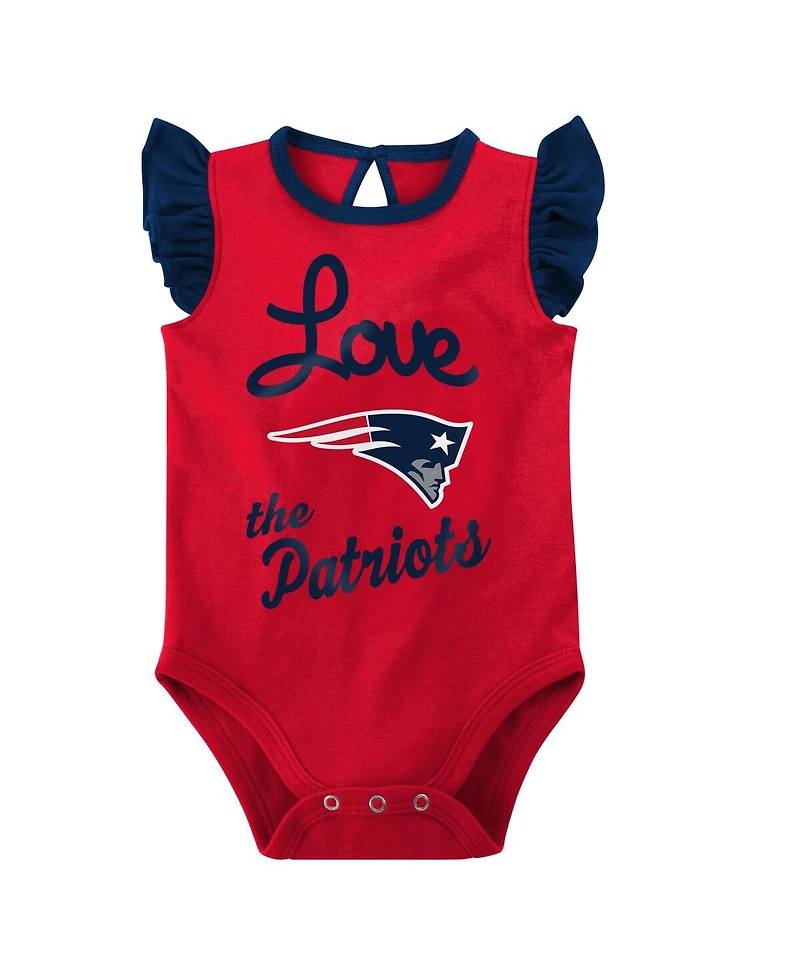 Baby Girls Navy, Red New England Patriots Spread the Love 2-Pack Bodysuit Set