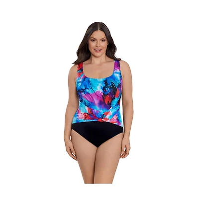 Longitude by Mimi Flamingo Women's Twist Pull Sash Tank One-Piece Swimsuit