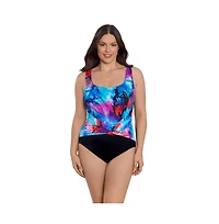 Longitude by Mimi Flamingo Women's Twist Pull Sash Tank One-Piece Swimsuit