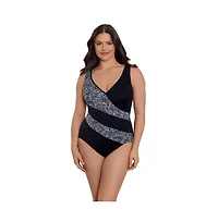Longitude by Mimi Flamingo Women's Faux Surplice Tank One-Piece Swimsuit