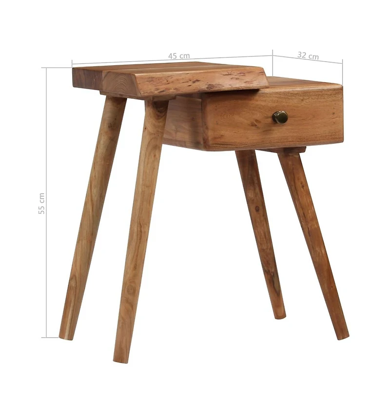Bedside Table Solid Acacia Wood 17.7"x12.6"x21.7"