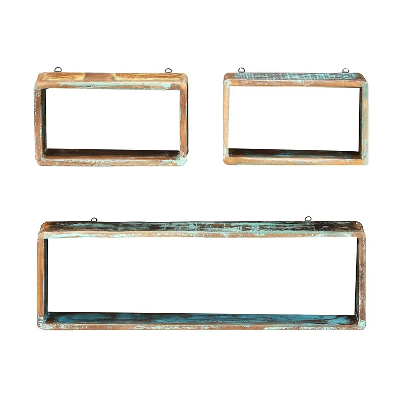 3 Piece Wall Cube Shelf Set Solid Reclaimed Wood