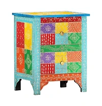 Hand Painted Bedside Cabinet 15.7"x11.8"x19.7" Solid Mango Wood