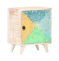 Carved Bedside Cabinet 15.7"x11.8"x19.7" Solid Acacia Wood