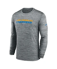 Men's Nike Heather Gray Los Angeles Chargers Sideline Team Velocity Performance Long Sleeve T-shirt