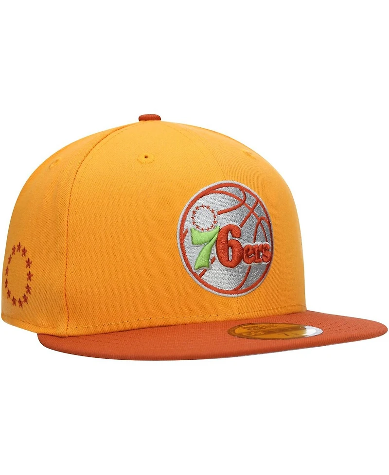 Men's New Era Gold, Rust Philadelphia 76ers 59FIFTY Fitted Hat