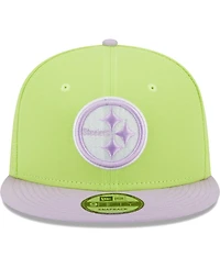 Men's New Era Neon Green, Lavender Pittsburgh Steelers Two-Tone Color Pack 9FIFTY Snapback Hat