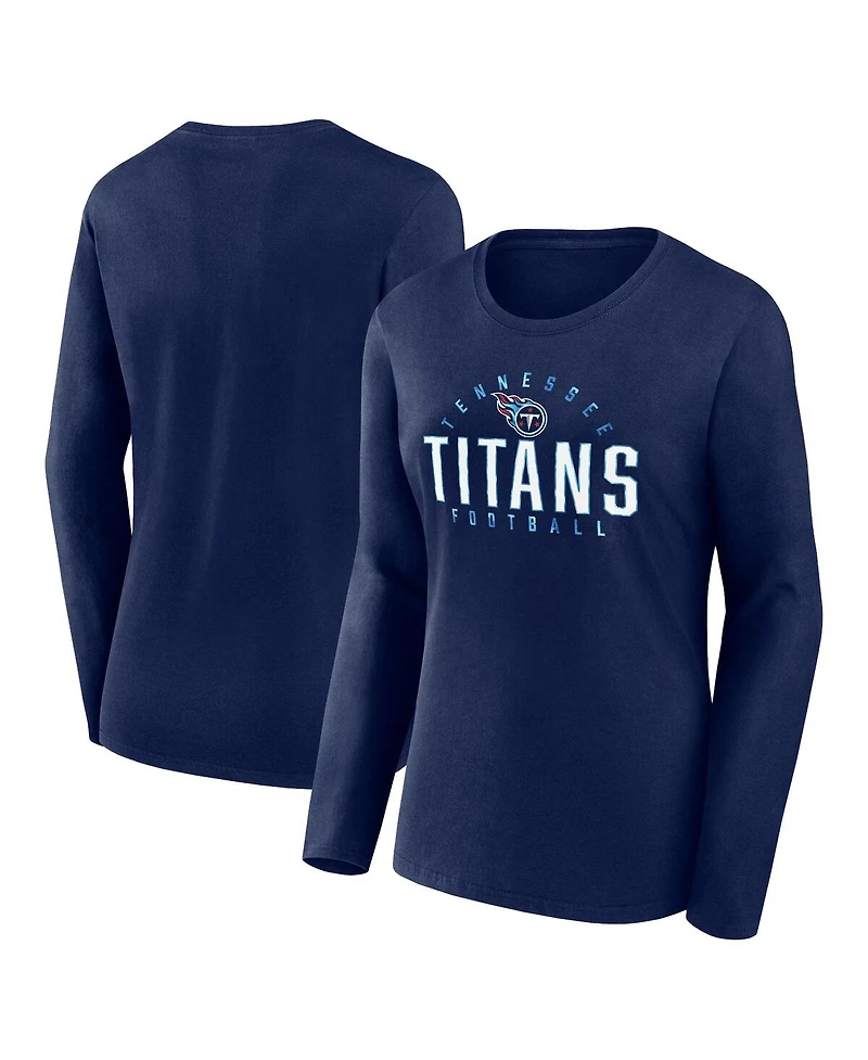 Women's Fanatics Navy Tennessee Titans Plus Foiled Play Long Sleeve T-shirt