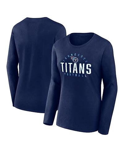 Women's Fanatics Navy Tennessee Titans Plus Foiled Play Long Sleeve T-shirt