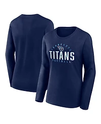 Women's Fanatics Navy Tennessee Titans Plus Foiled Play Long Sleeve T-shirt