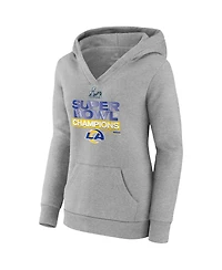 Women's Fanatics Heathered Gray Los Angeles Rams Super Bowl Lvi Champions Locker Room Trophy Collection Pullover Hoodie