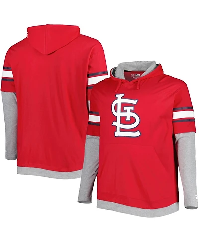 Men's New Era Red St. Louis Cardinals Big and Tall Twofer Pullover Hoodie