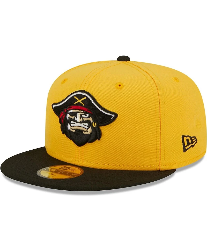 Men's New Era Yellow Bradenton Marauders Authentic Collection 59FIFTY Fitted Hat