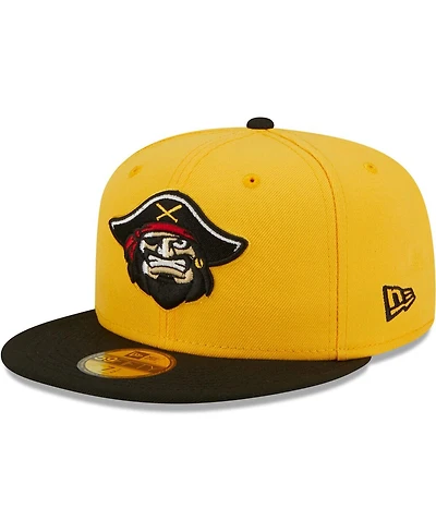 Men's New Era Yellow Bradenton Marauders Authentic Collection 59FIFTY Fitted Hat