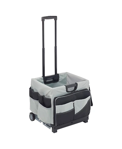 ECR4Kids Universal Rolling Cart with Canvas Organizer Bag, Black