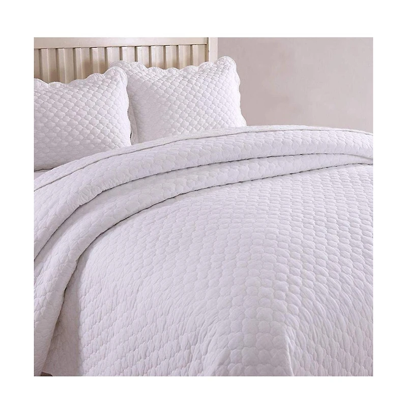 MarCielo 100% White Cotton Quilt Bedspread Set B34 - King