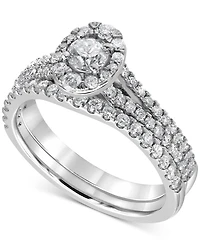 Diamond Halo Bridal Set (1 ct. t.w.) in 14k White Gold