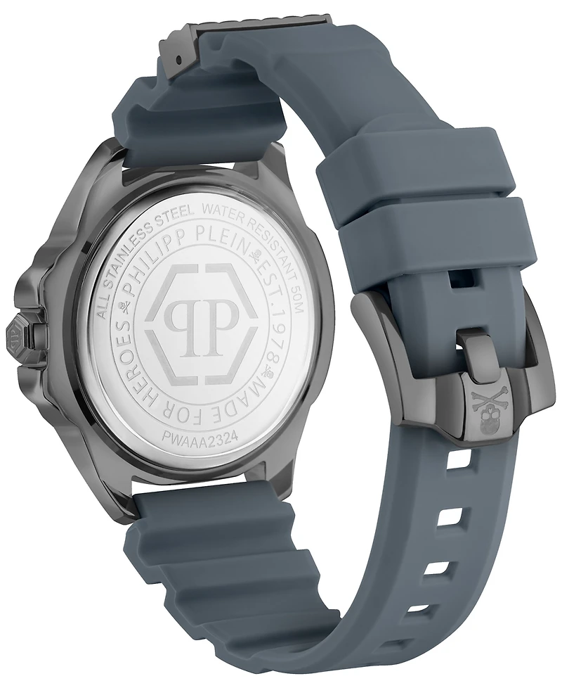 Philipp Plein Men's The Skull Gray Silicone Strap Watch 44mm