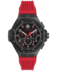 Philipp Plein Men's Chronograph Red Silicone Strap Watch 46mm