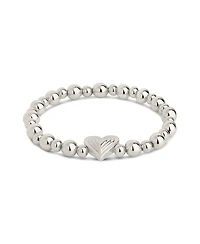 Sterling Forever Silver-Tone or Gold-Tone Beating Heart Beaded Bracelet