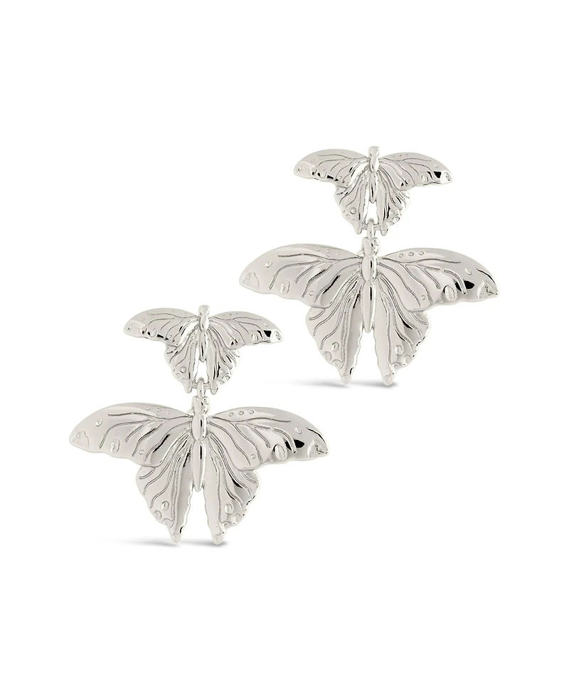 Sterling Forever Gold-Tone or Silver-Tone Butterfly Rowena Drop Studs